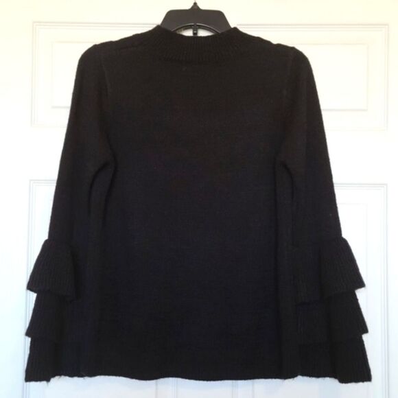 Sleeve Ruffle Black Sweater - Picture 1 of 4